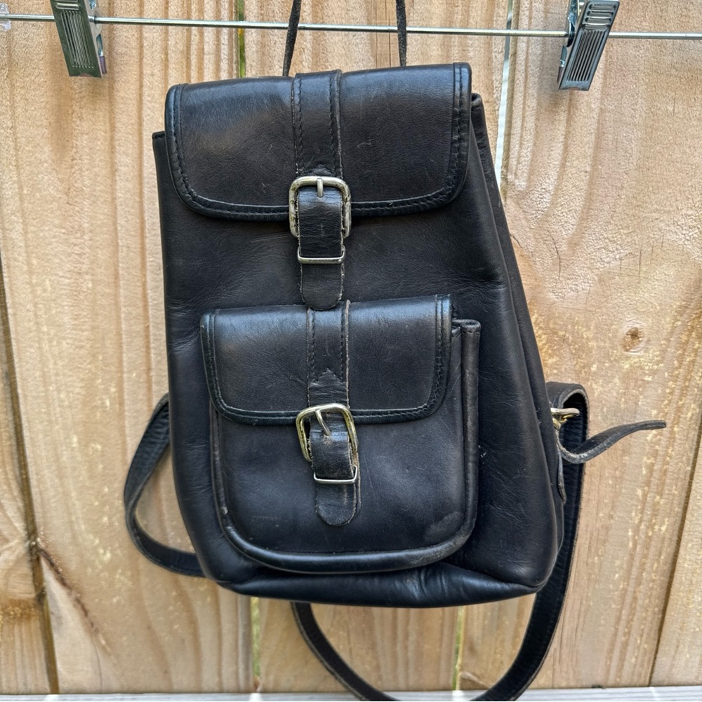 Classic Black Leather Men's Backpack